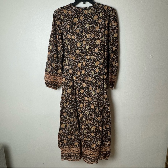 Billabong Stormy Night Fall Floral Boho Midi Cotton Gauze Floaty Long Sleeve - Picture 6 of 11